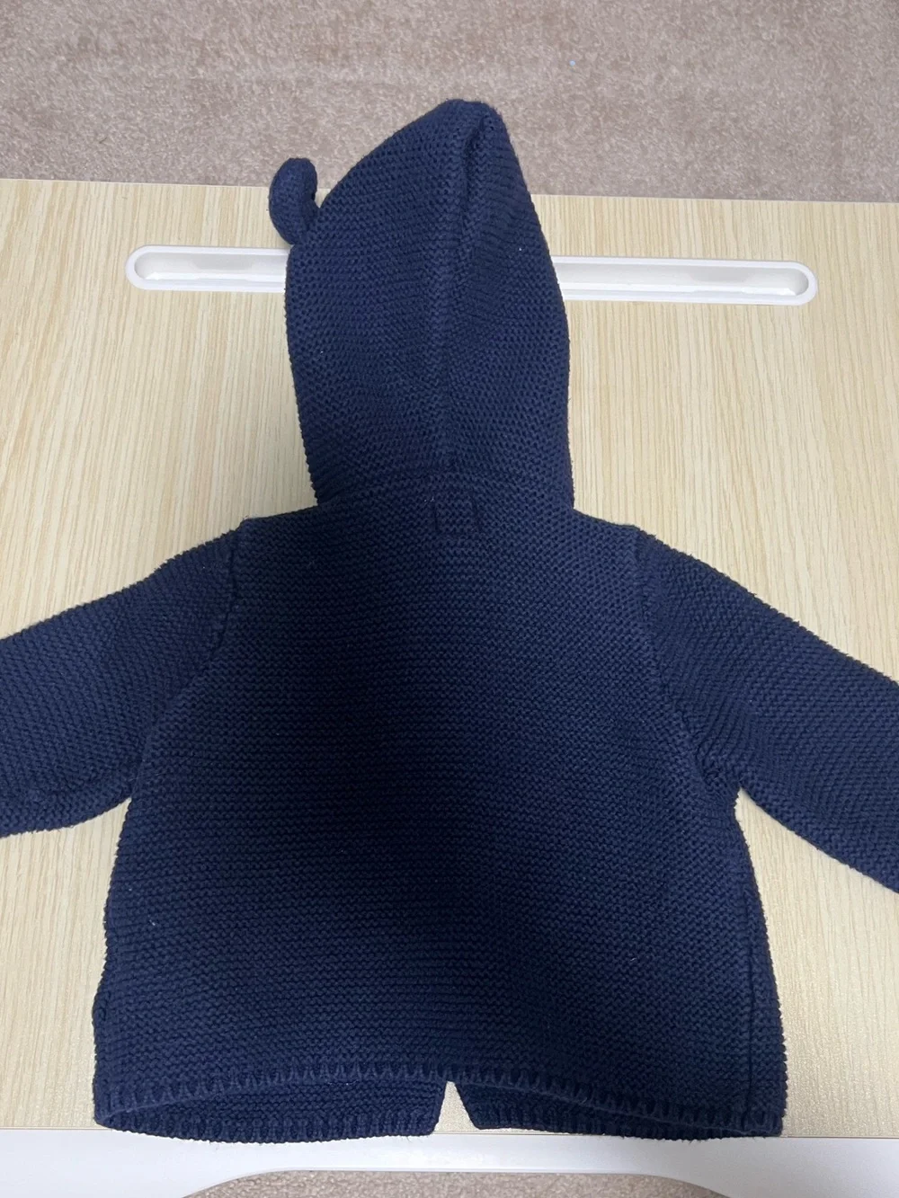 Baby Gap Navy Bear Ear Hooded Knit Cardigan Sweater 3-6M
